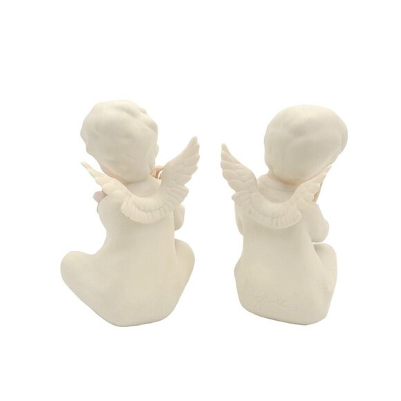 Vtg 1991 Angel Cherub Sitting With Rose Porcelain Figurines Set 2 HOMCO Mizuno - Picture 4 of 9